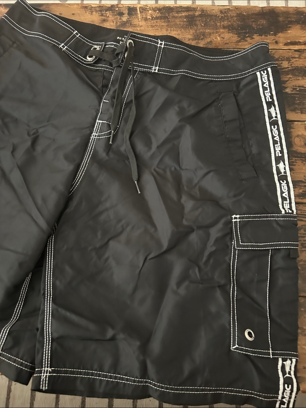 Pelagic Black Men’s Board Shorts with Cargo Pocket 36